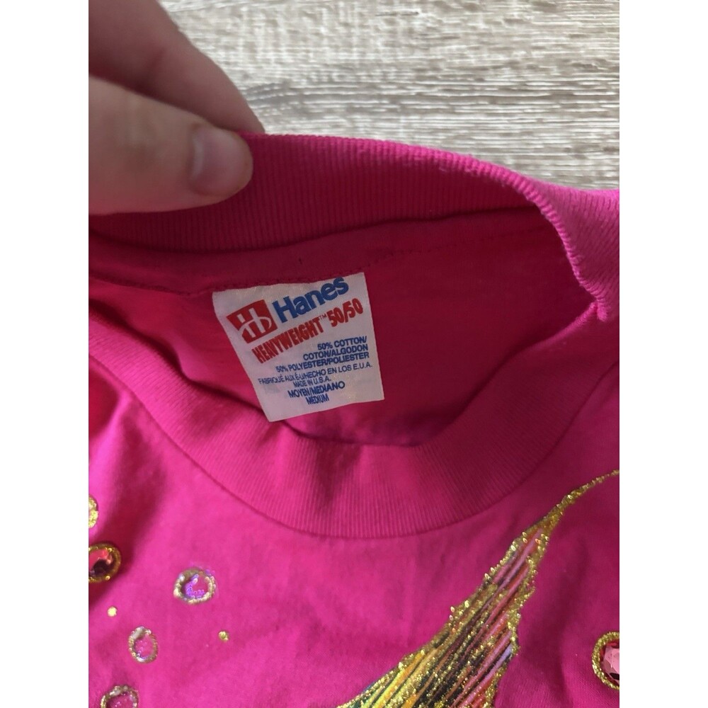 VTG ARTIST PUFF PAINTED SIGNED UNDERWATER GRAPHIC PINK SINGLE STITCH T-SHIRT M - Picture 5 of 6